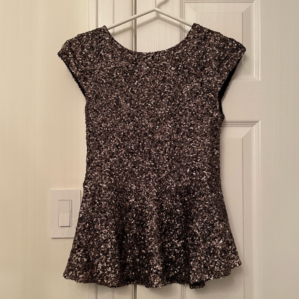 Eros Apparel Black/Gold Sequin Peplum Blouse